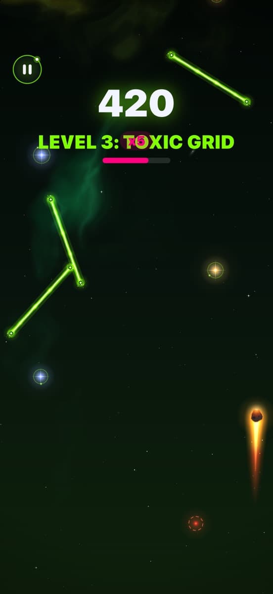 Galactic Rock level 3, Toxic Grid, with green lasers